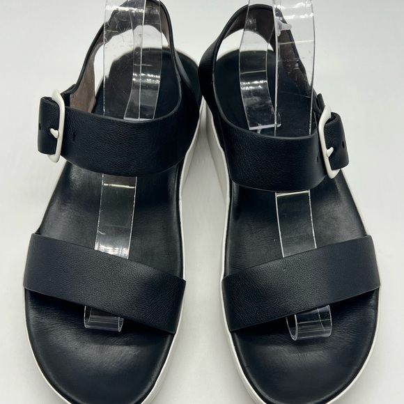 FitFLop - Bon Black Leather Adjustable Strappy Comfortable Wedge Size 7 - Picture 3 of 13